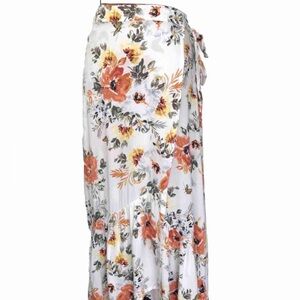 Torrid Challis Feminine Hi-low Butterfly Floral Print Women's Wrap Skirt Ruffled